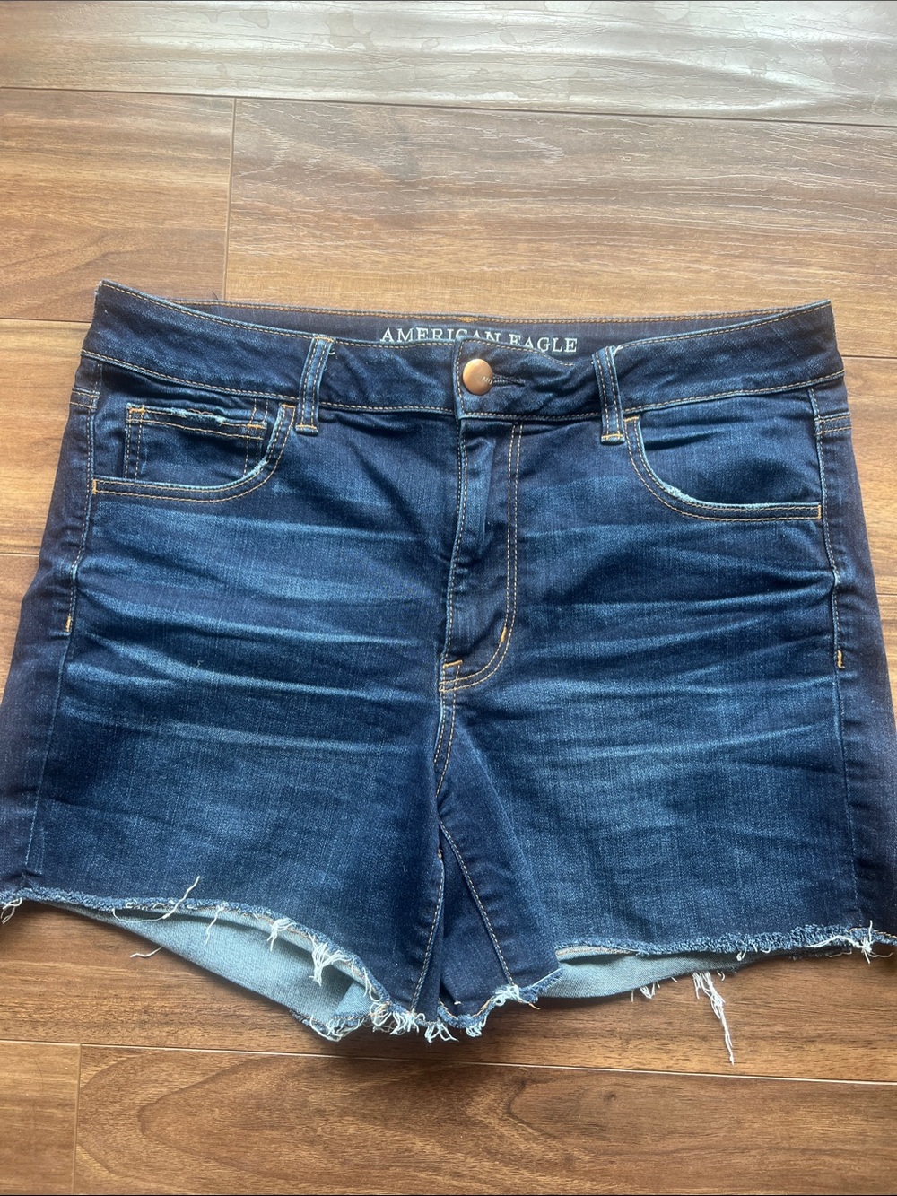 American Eagle Outfitters Super Stretch High Rise Frayed Hem Denim Shorts